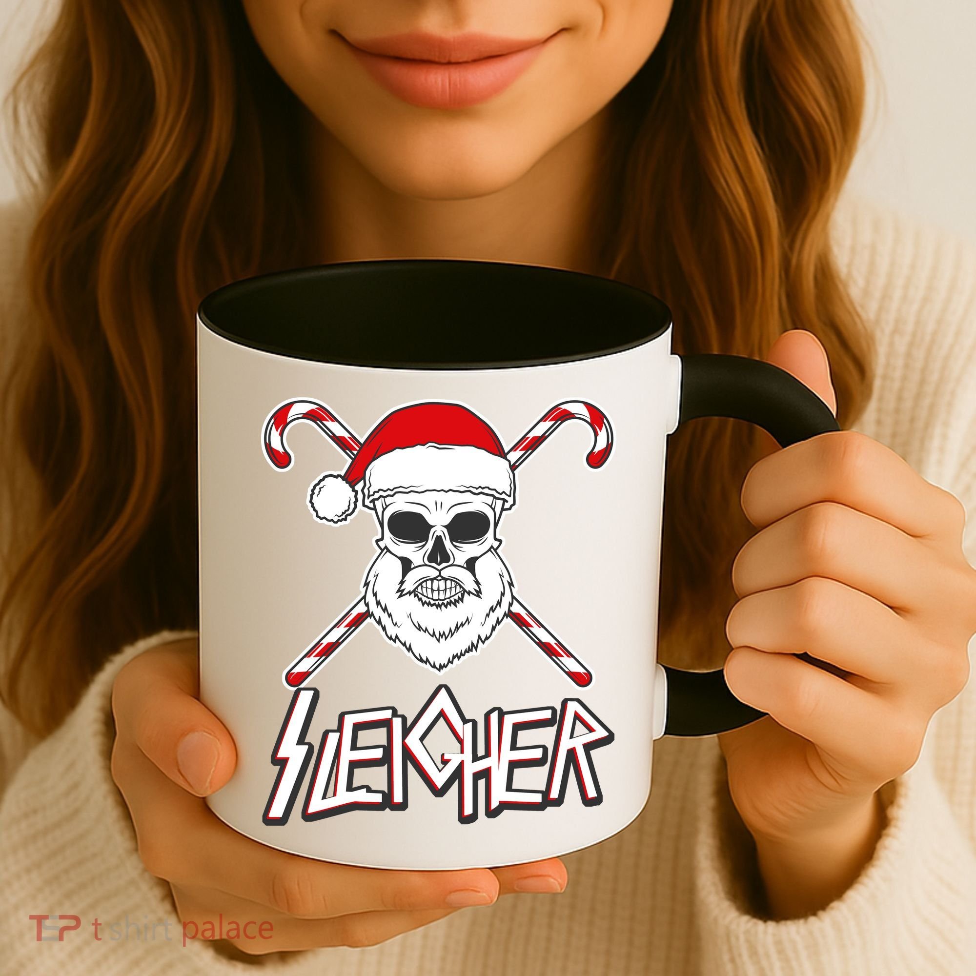 Sleigher Santa Candy Cane Skull Coffee Mug