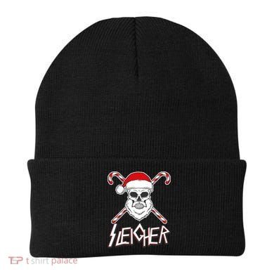 Sleigher Santa Candy Cane Skull Beanie