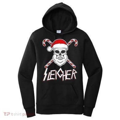 Sleigher Santa Candy Cane Skull Women's Hoodie