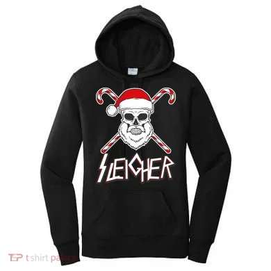 Sleigher Santa Candy Cane Skull Women's Hoodie