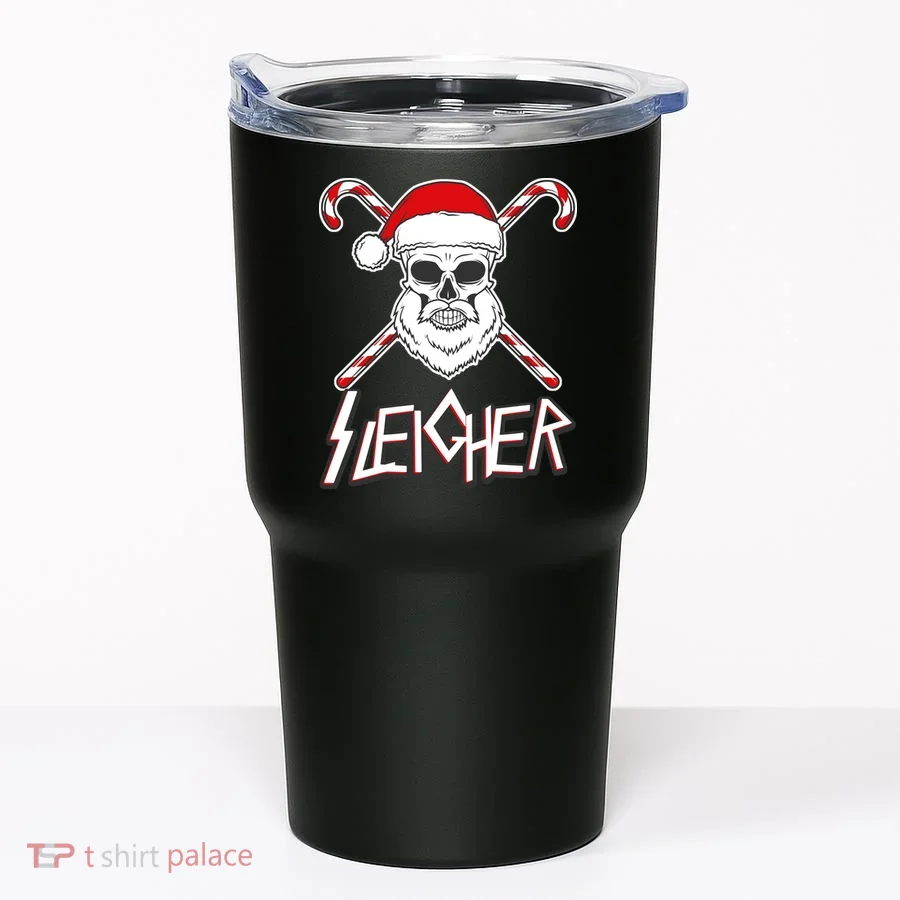Sleigher Santa Candy Cane Skull Tumbler
