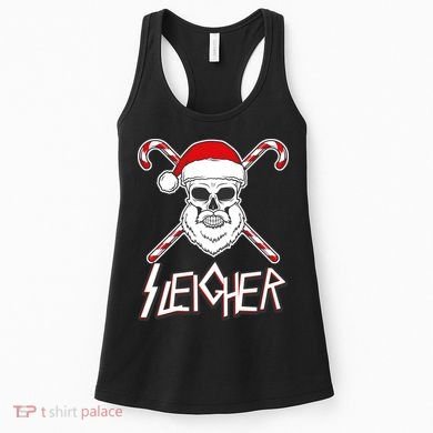 Sleigher Santa Candy Cane Skull Women's Tank Top