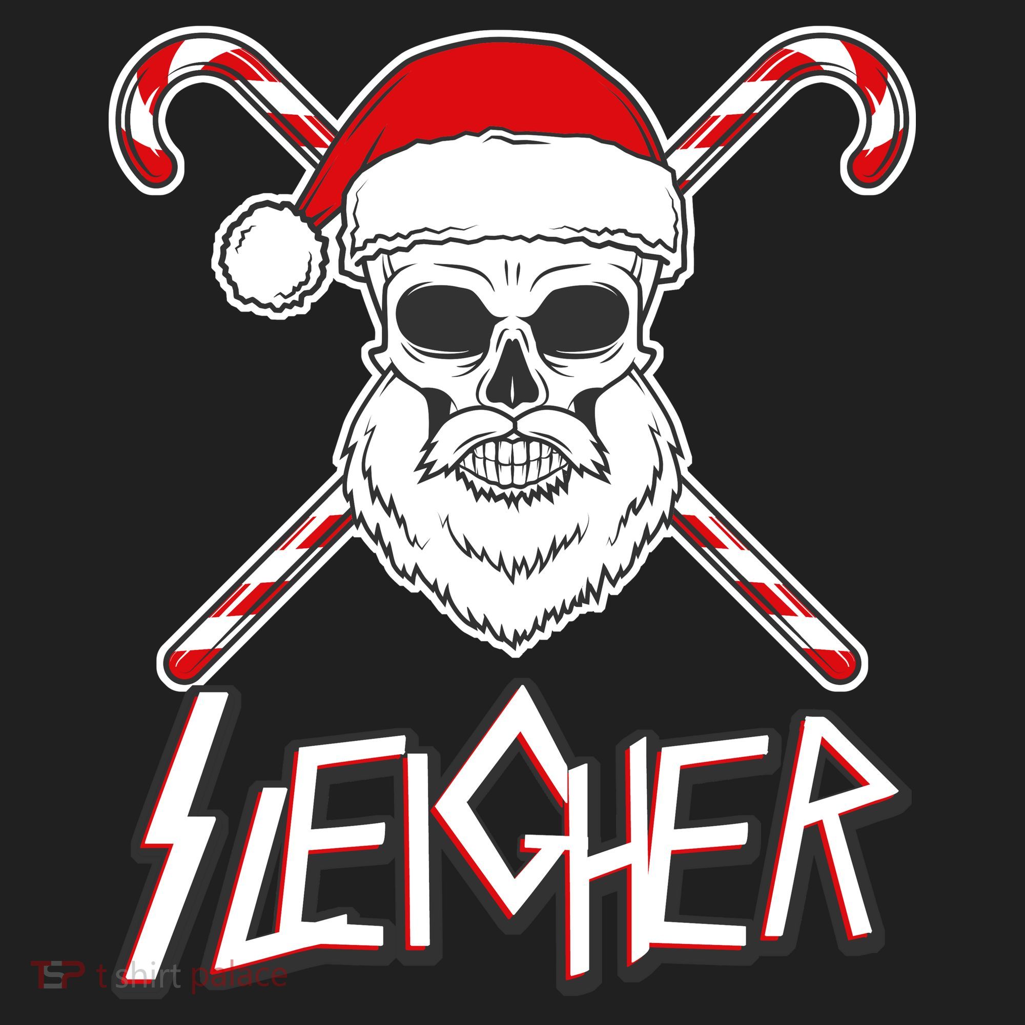 Sleigher Santa Candy Cane Skull Hat