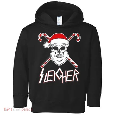 Sleigher Santa Candy Cane Skull Toddler Hoodie