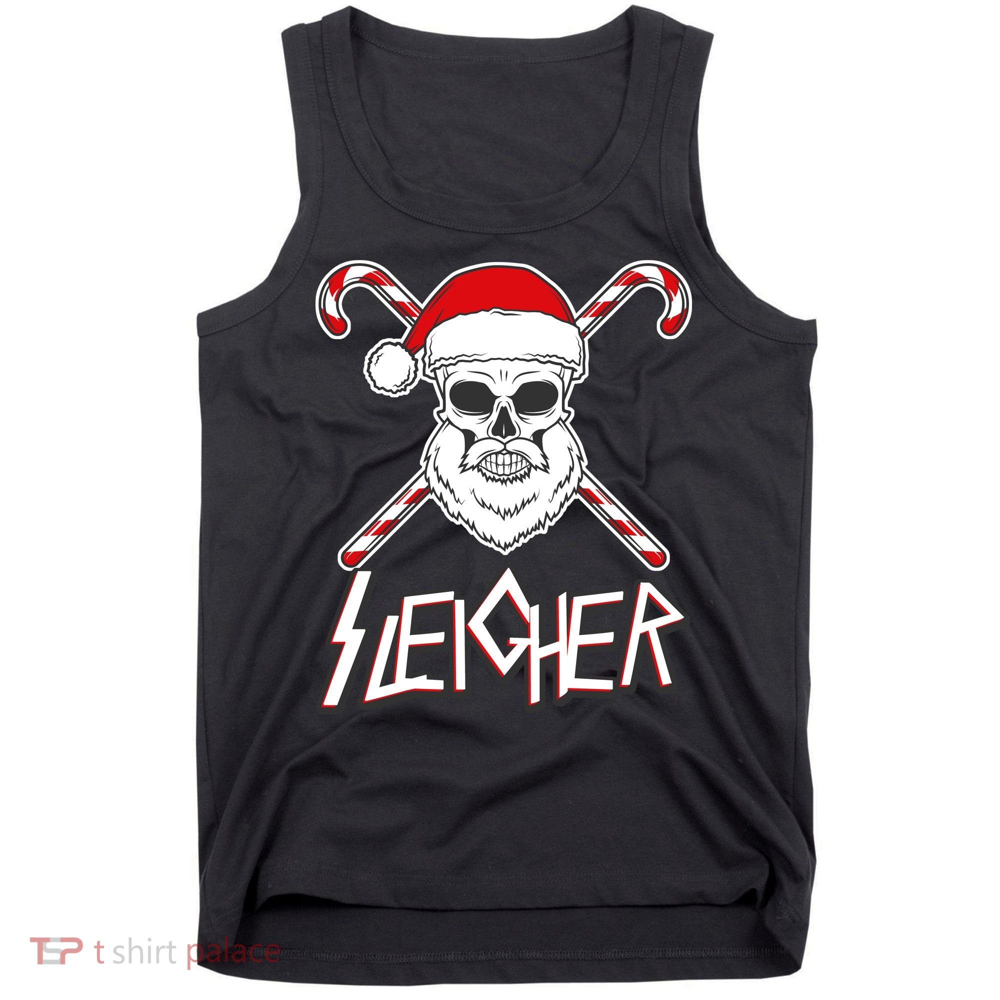 Sleigher Santa Candy Cane Skull Tank Top