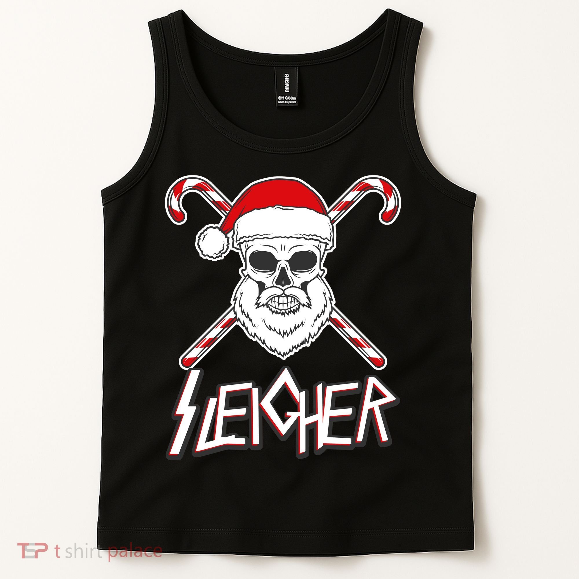 Sleigher Santa Candy Cane Skull Tank Top