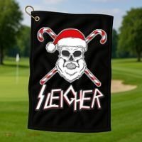 Sleigher Santa Candy Cane Skull Golf Towel thumb 1