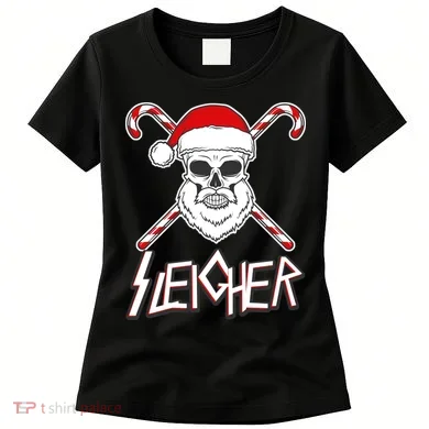 Sleigher Santa Candy Cane Skull Women's T-Shirt