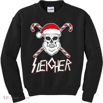 Sleigher Santa Candy Cane Skull Kids Sweatshirt