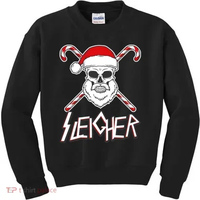 Sleigher Santa Candy Cane Skull Kids Sweatshirt