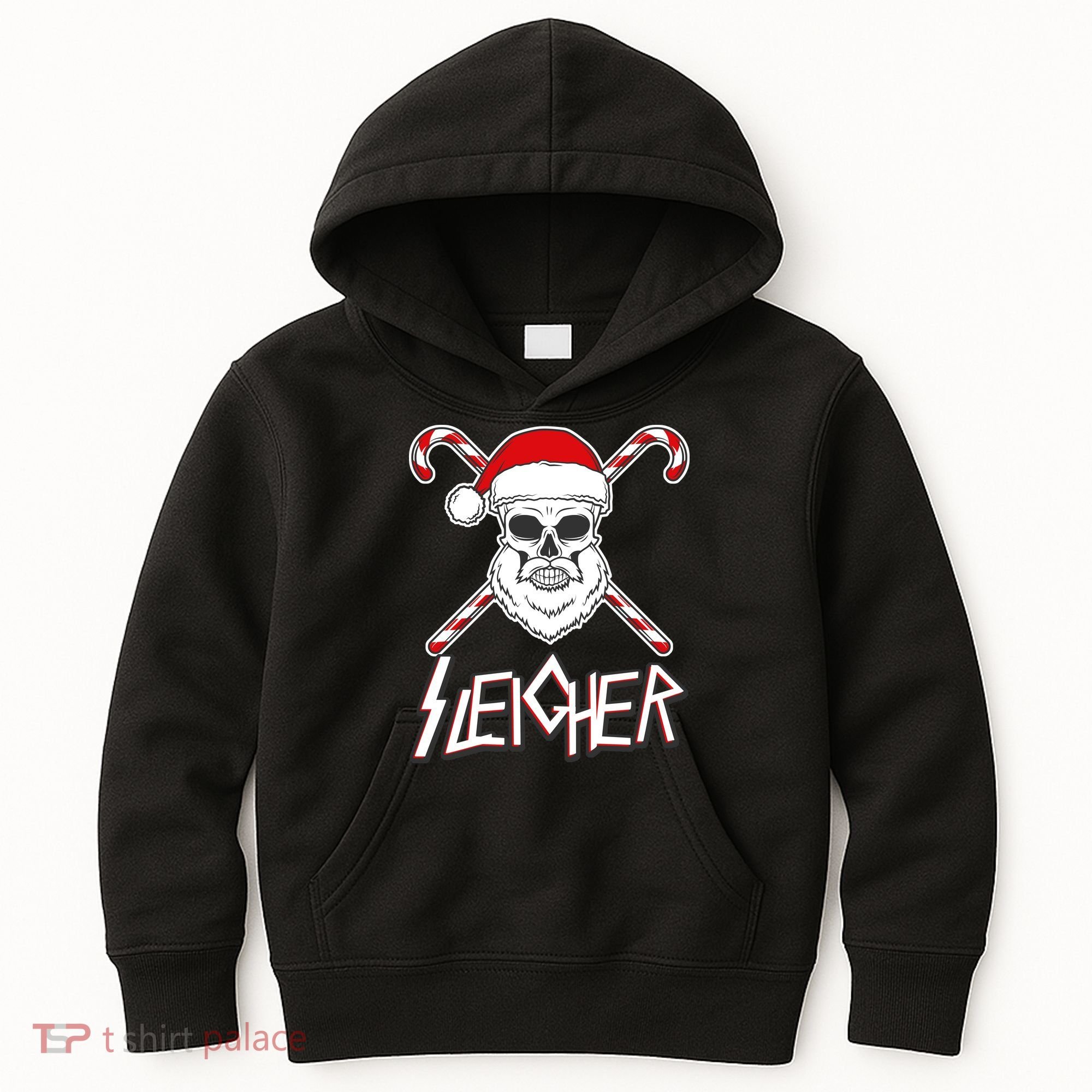 Sleigher Santa Candy Cane Skull Kids Hoodie