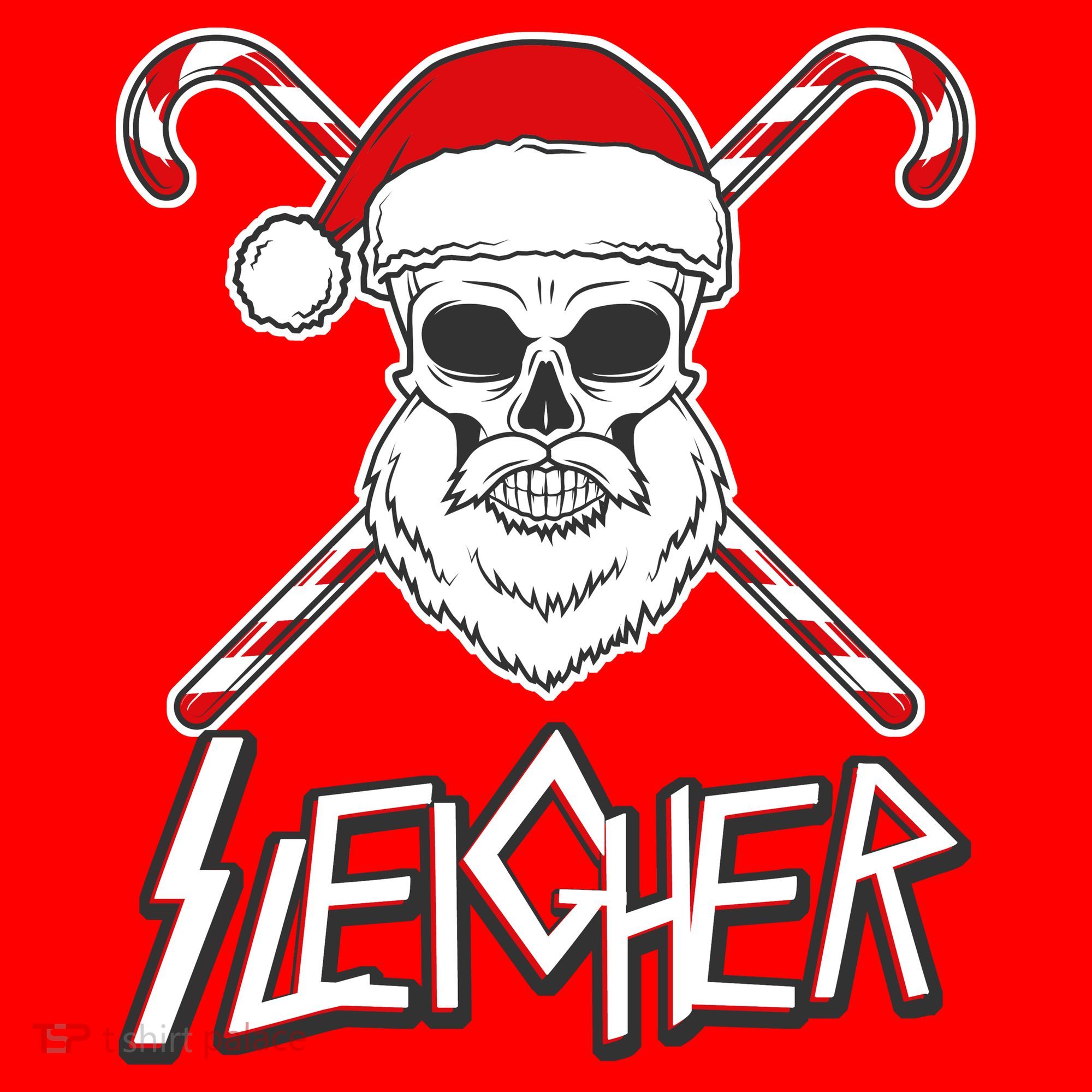 Sleigher Santa Candy Cane Skull Santa Hat