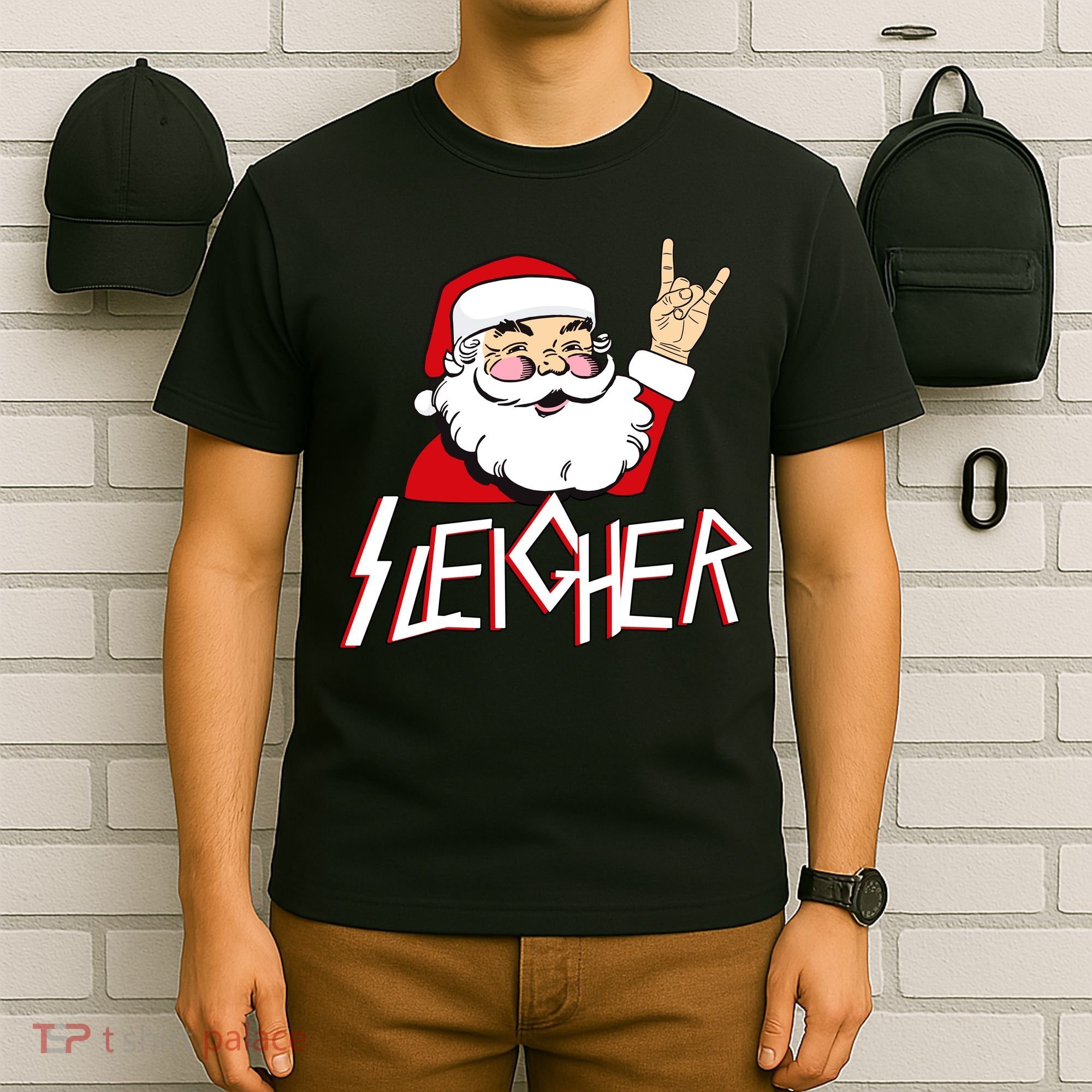 Sleigher Santa Rocks T-Shirt