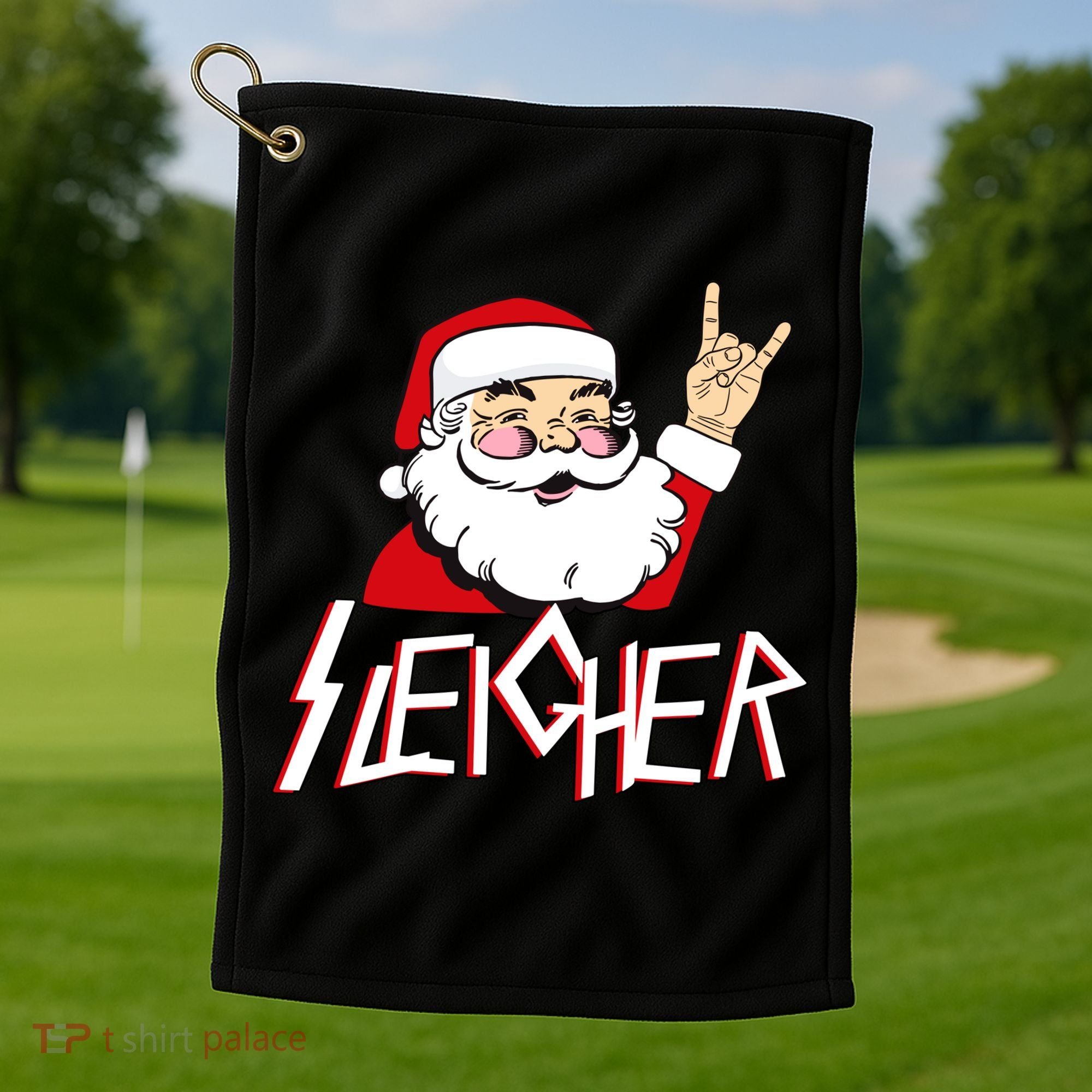 Sleigher Santa Rocks Golf Towel