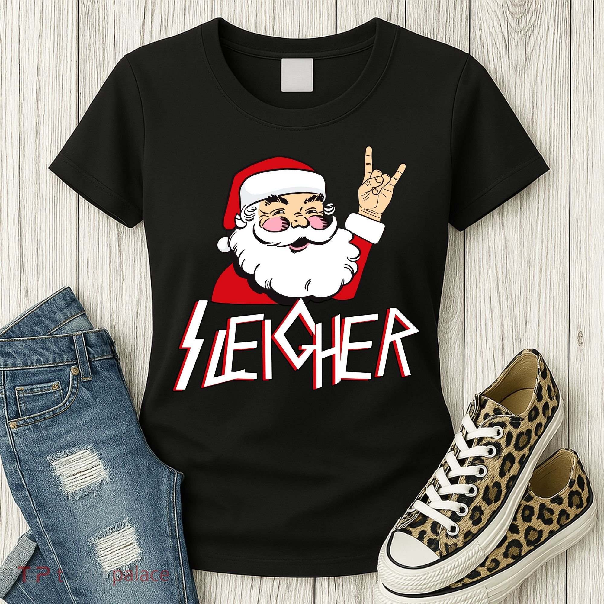 Sleigher Santa Rocks Women's T-Shirt