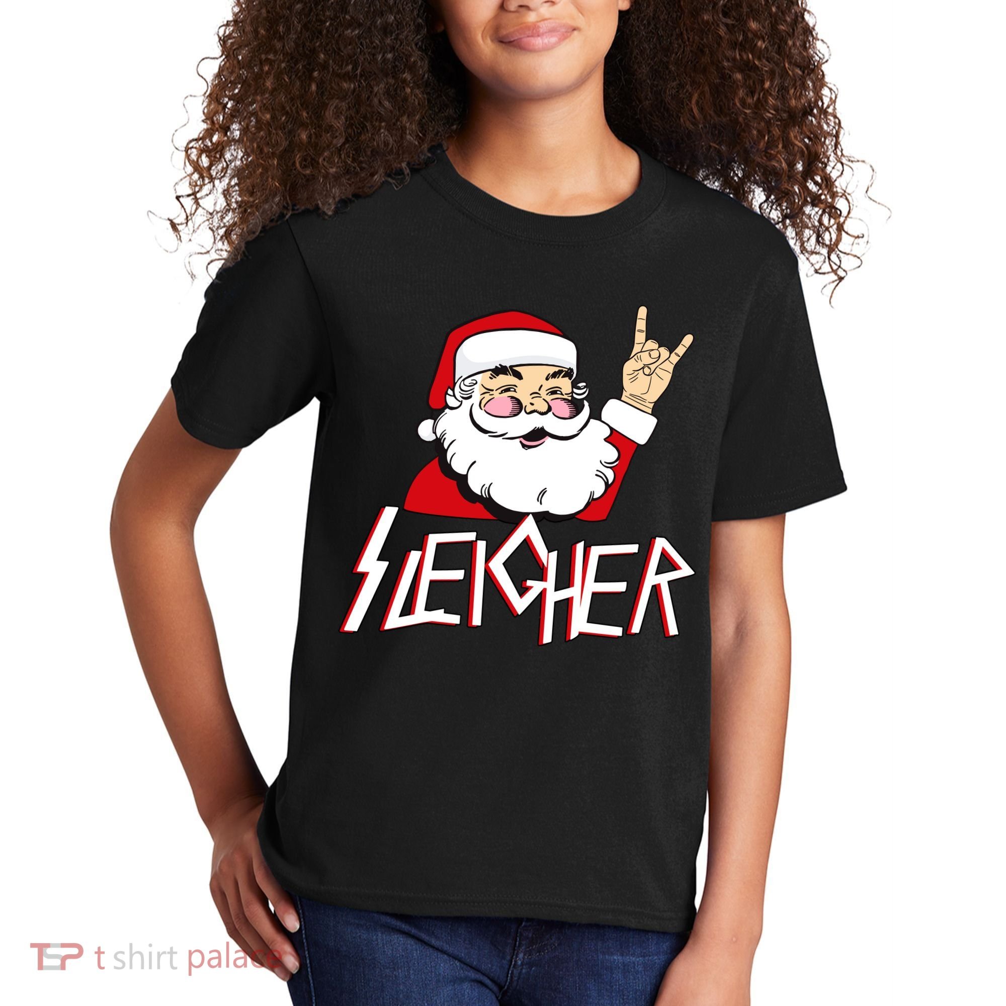 Sleigher Santa Rocks Kids T-Shirt