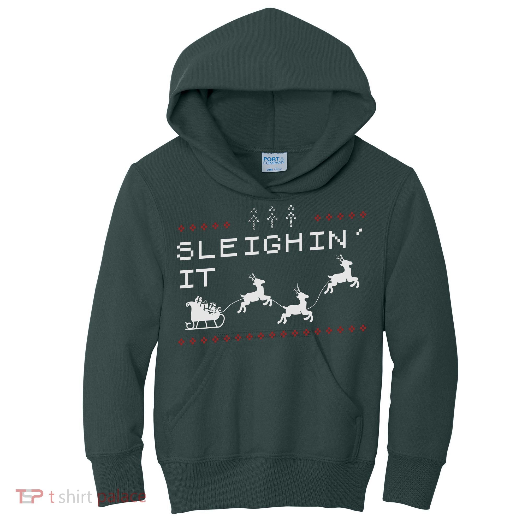 Sleighin It Ugly Christmas  Kids Hoodie