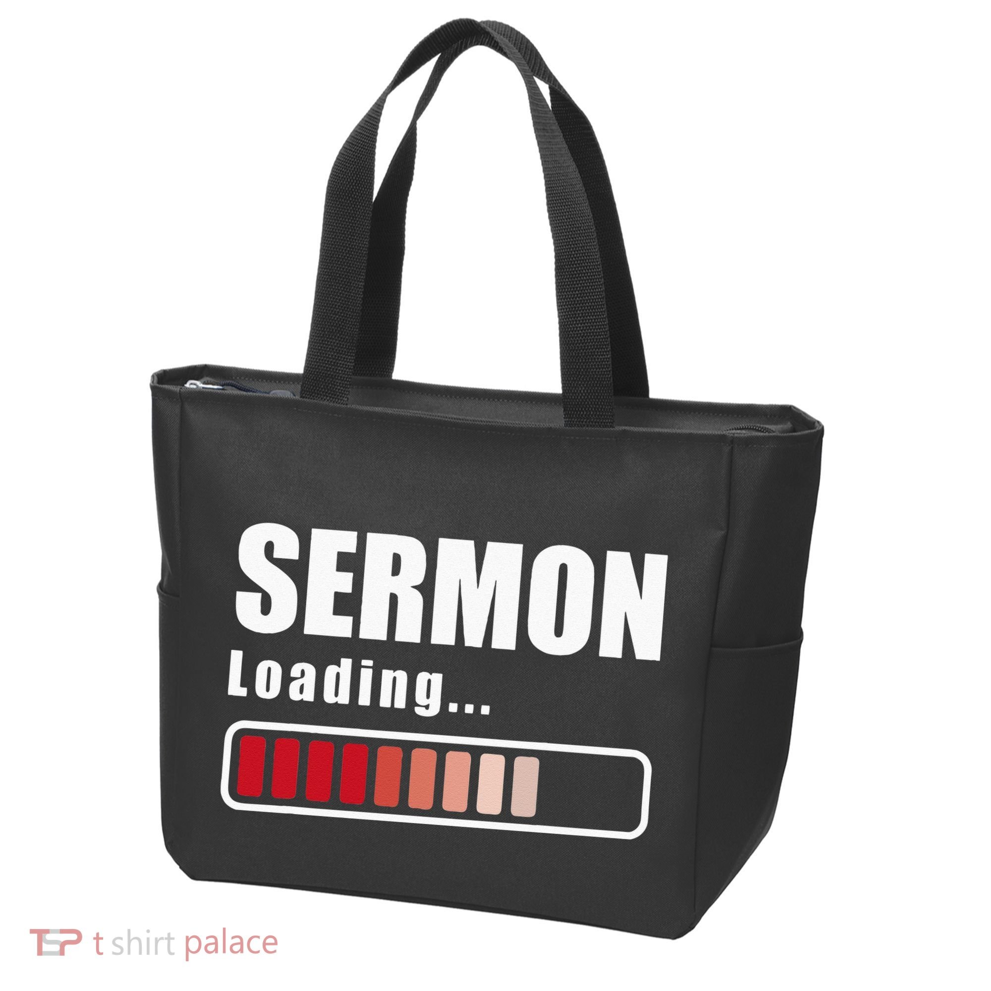 Sermon Loading Funny Pastor Preacher Minister Clergy Tote Bag