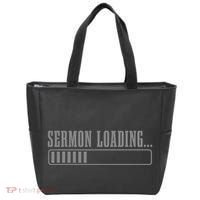 Sermon Loading Funny Pastor Christian Parish Clergy Apparel Tote Bag thumb 0
