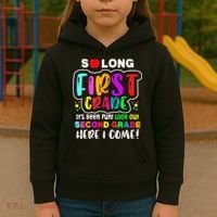 So Long First Grade Hello Second Grade Here I Come 2nd Grade Kids Hoodie thumb 3