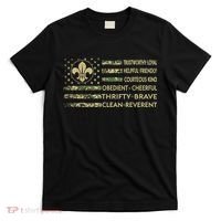 Scout Leader Funny Scout Camping Camo US America Flag Retro T-Shirt thumb 0