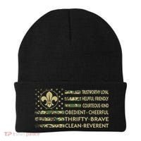 Scout Leader Funny Scout Camping Camo US America Flag Retro Beanie thumb 0