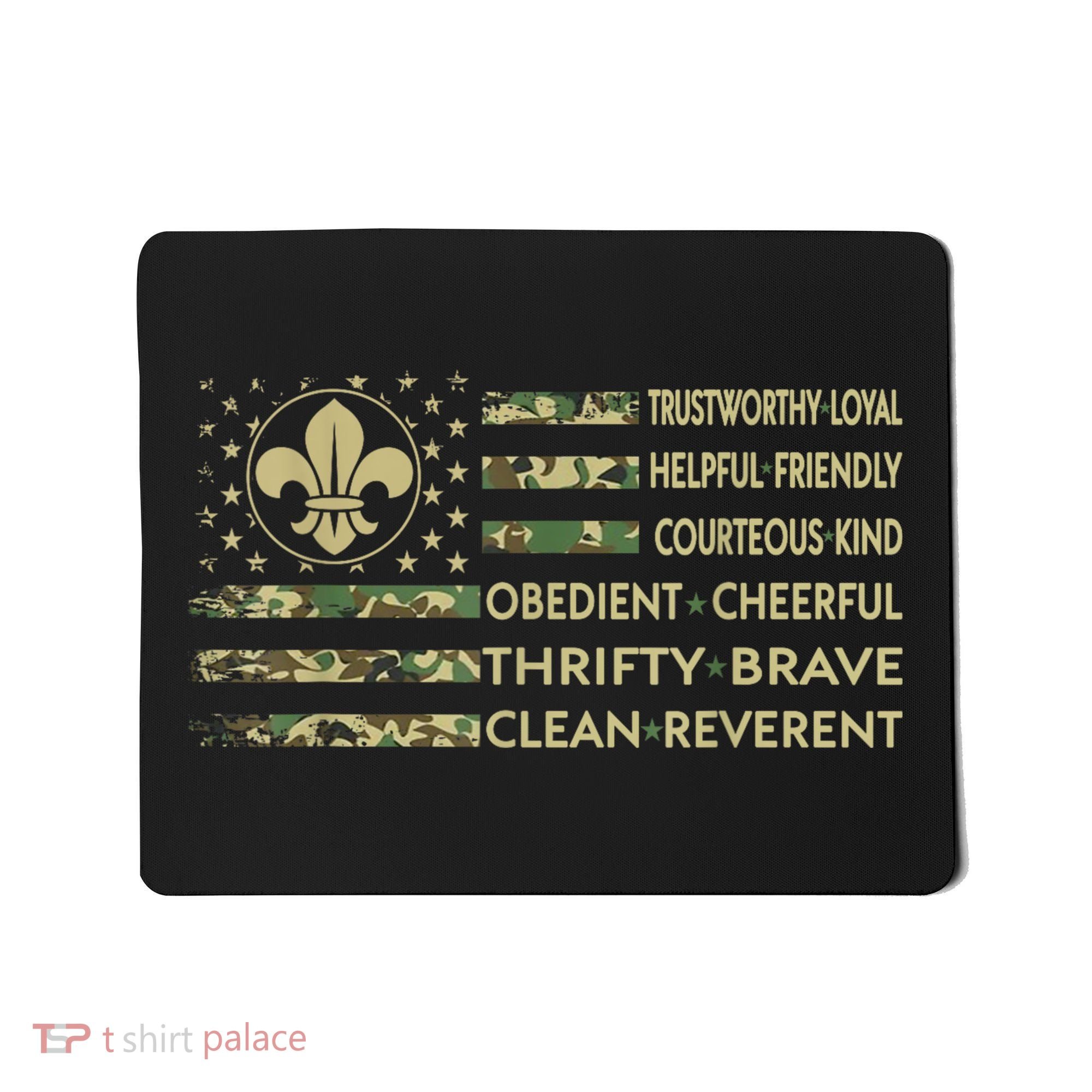 Scout Leader Funny Scout Camping Camo US America Flag Retro Mousepad