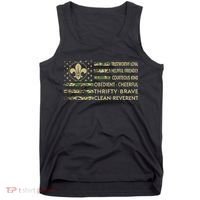 Scout Leader Funny Scout Camping Camo US America Flag Retro Tank Top thumb 0