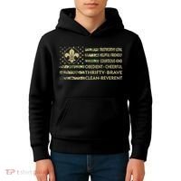 Scout Leader Funny Scout Camping Camo US America Flag Retro Kids Hoodie thumb 4