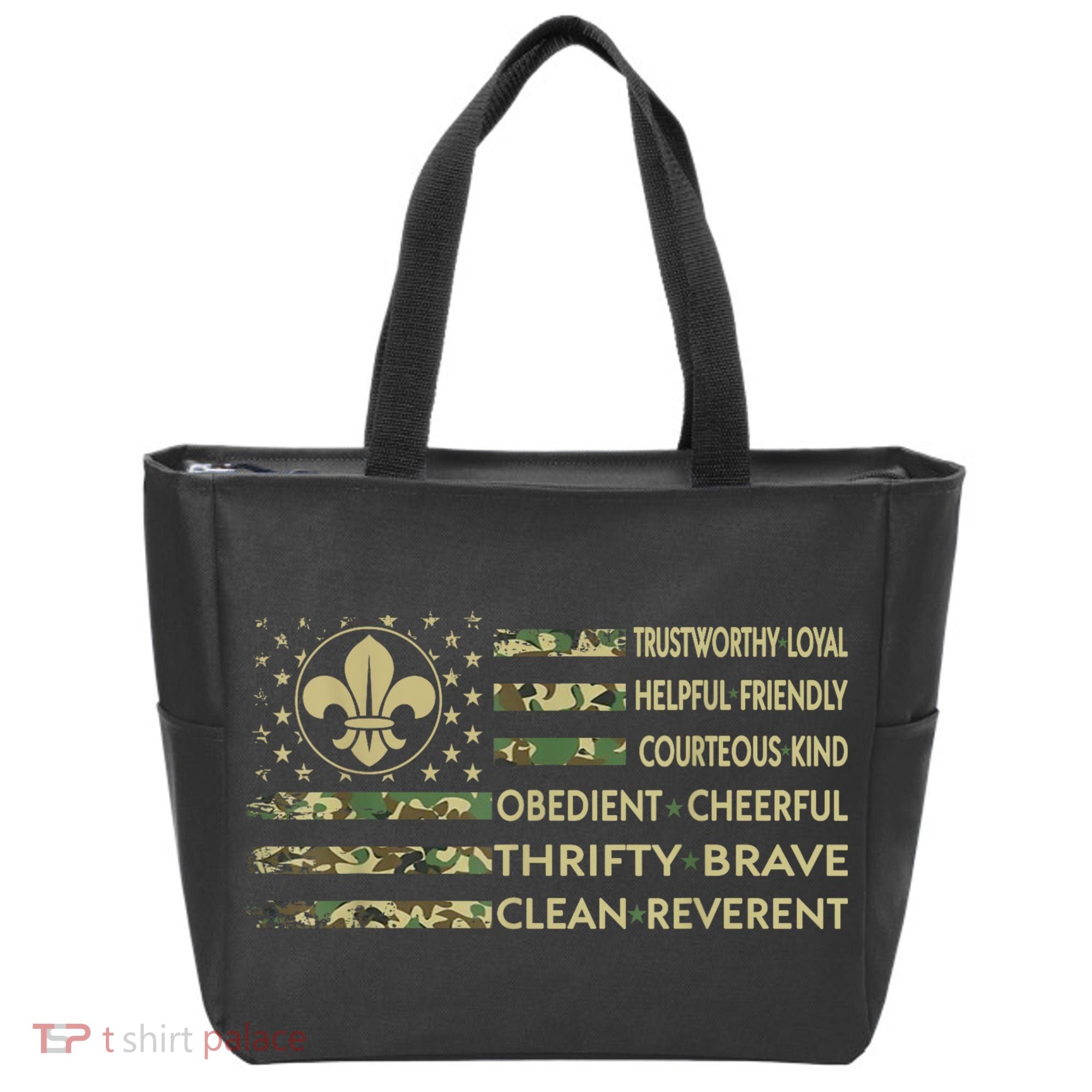 Scout Leader Funny Scout Camping Camo US America Flag Retro Tote Bag