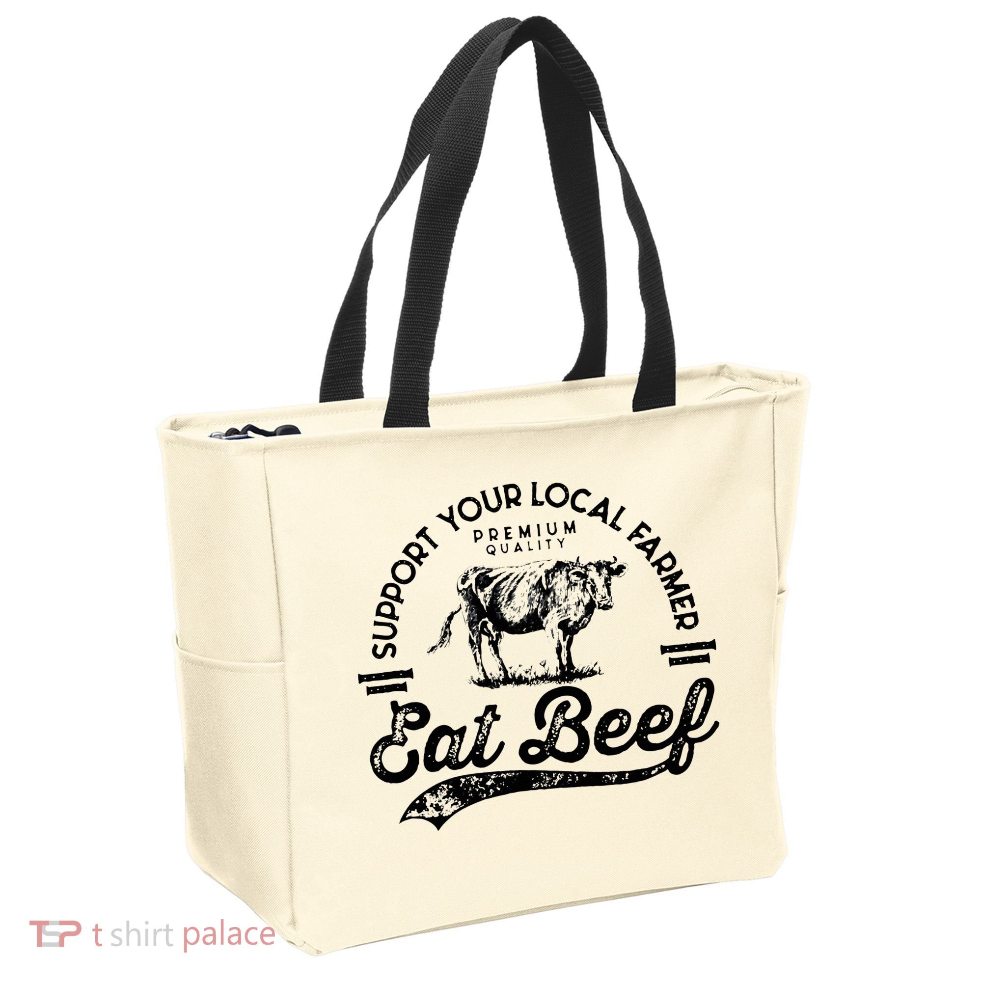 Support Local Farmers Farming Farmer Market Buy Eat Beef Tote Bag