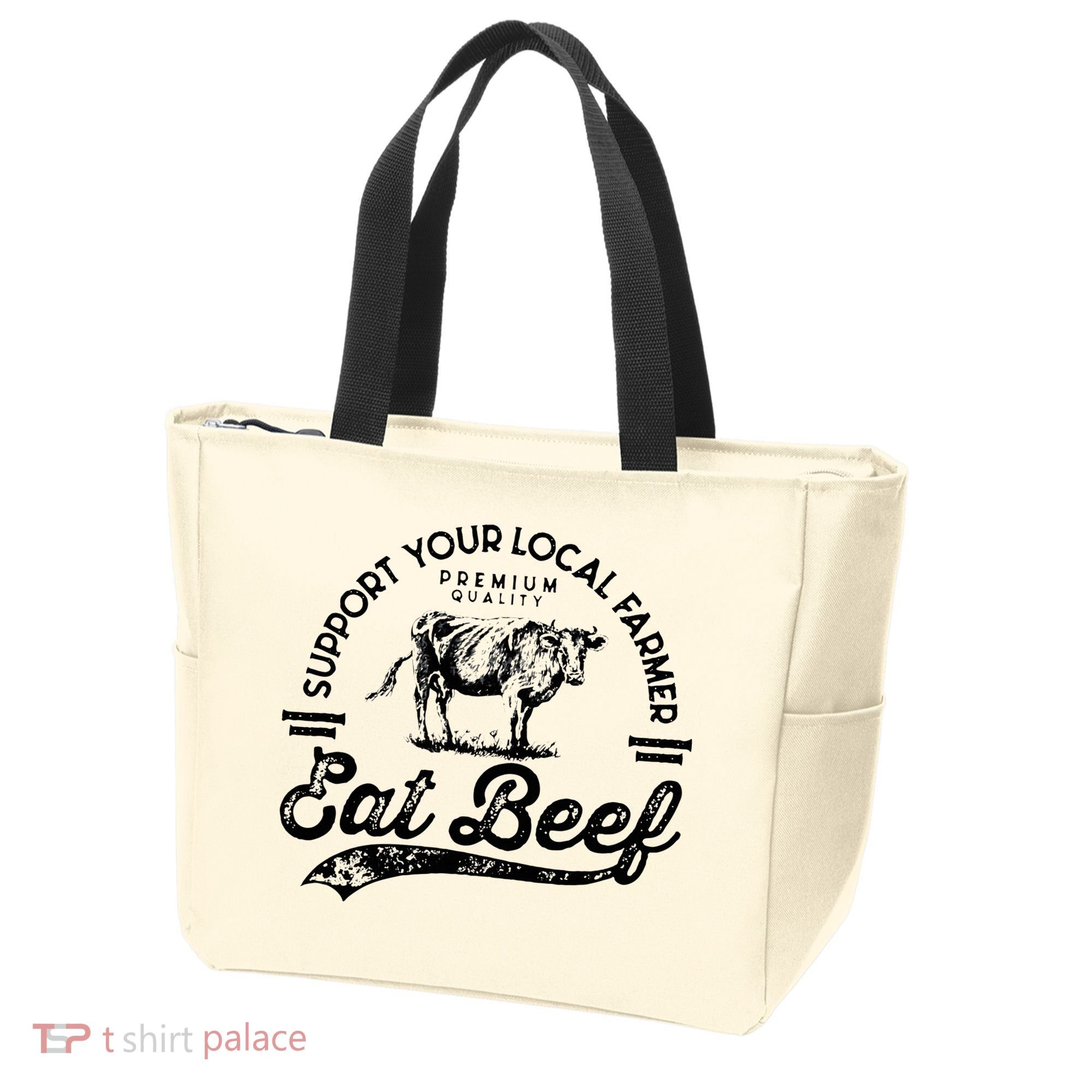 Support Local Farmers Farming Farmer Market Buy Eat Beef Tote Bag