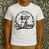 Support Local Farmers Farming Farmer Market Buy Eat Beef T-Shirt thumb 3