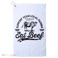 Support Local Farmers Farming Farmer Market Buy Eat Beef Golf Towel thumb 0