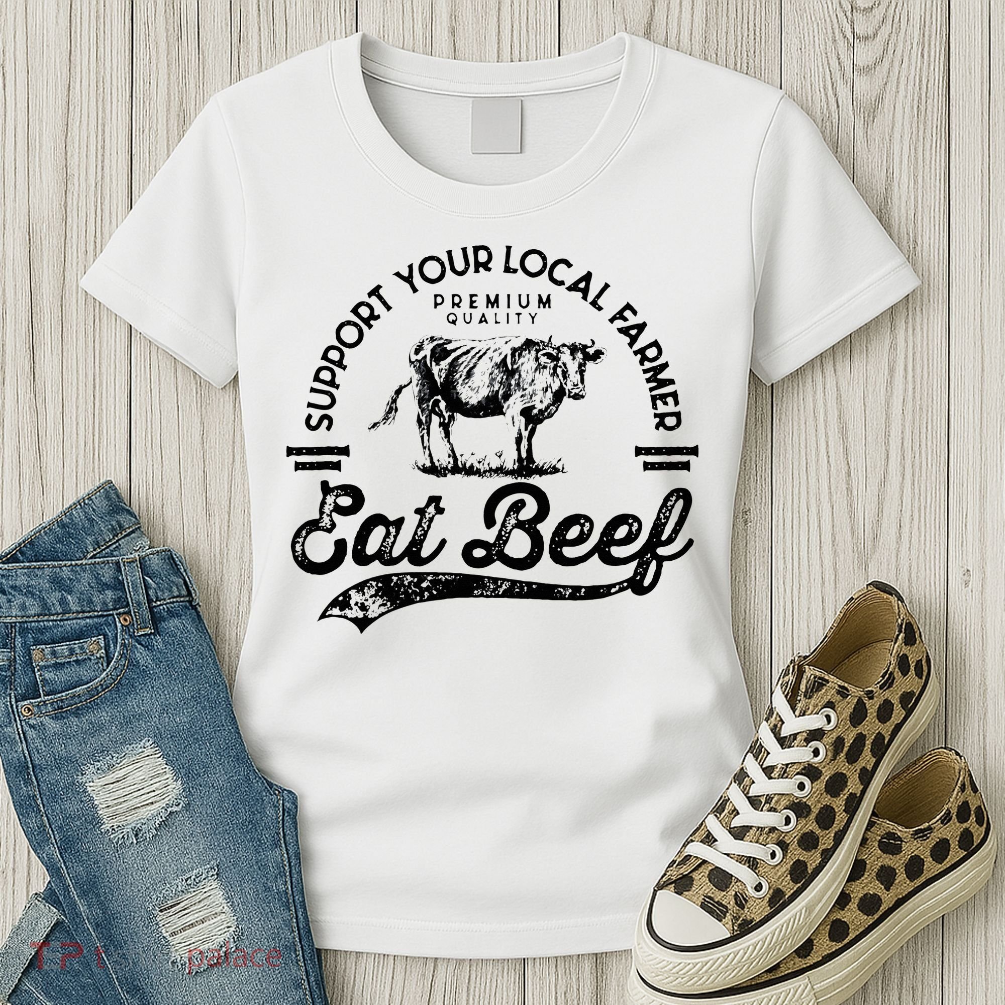 Support Local Farmers Farming Farmer Market Buy Eat Beef Women's T-Shirt