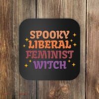 Spooky Liberal Feminist Witch Halloween Coaster thumb 0
