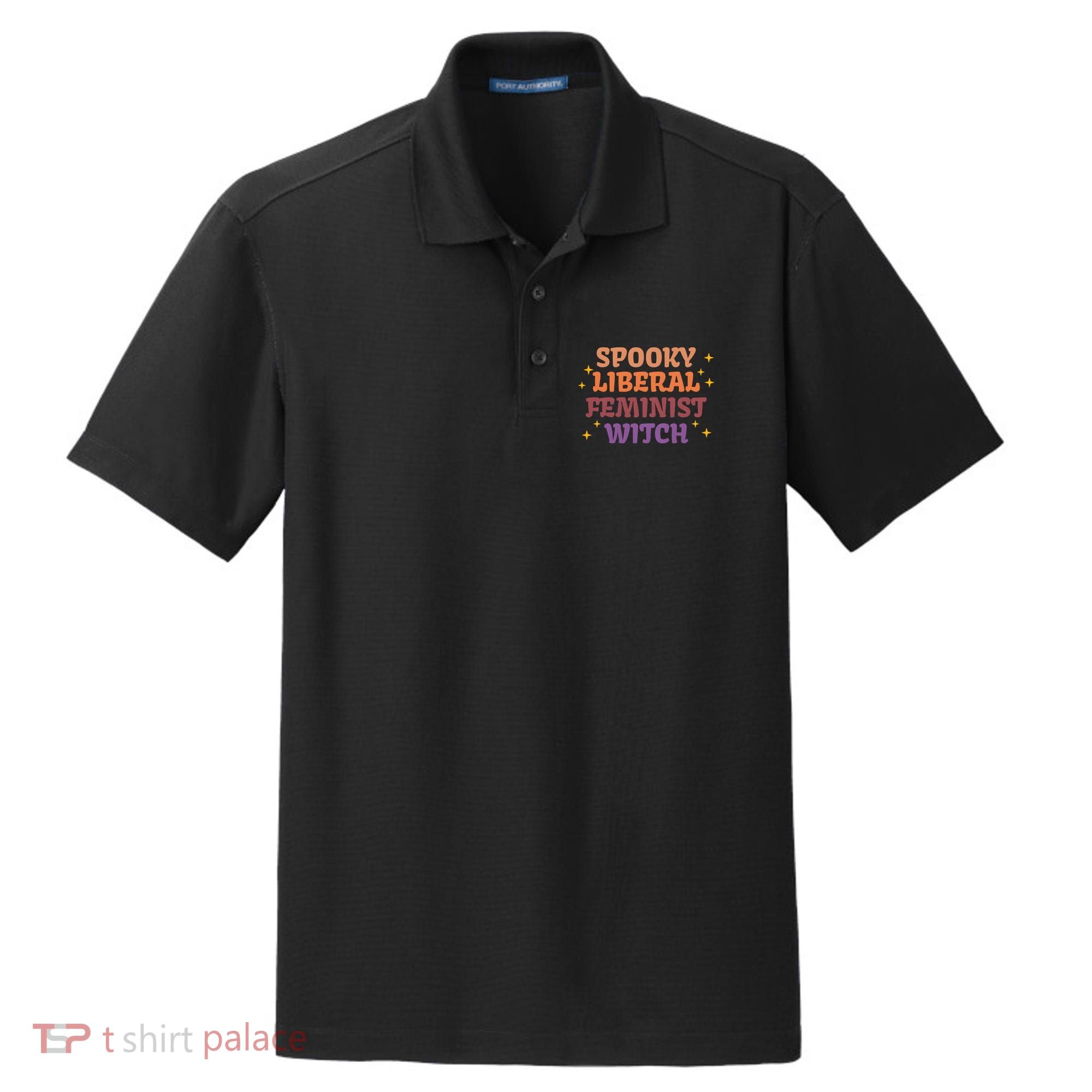 Spooky Liberal Feminist Witch Halloween Dry Zone Grid Polo
