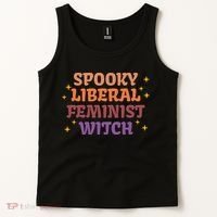 Spooky Liberal Feminist Witch Halloween Tank Top thumb 2