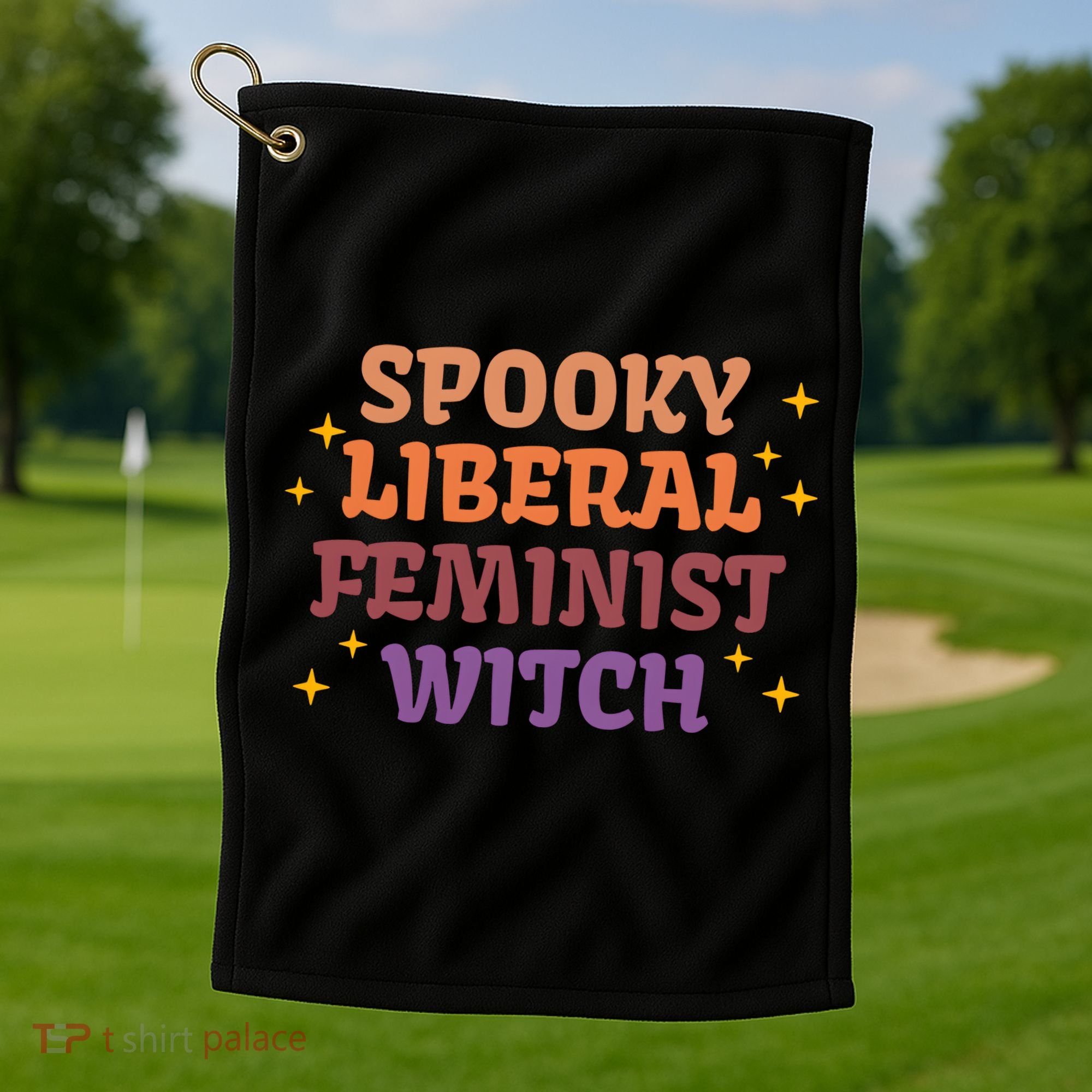 Spooky Liberal Feminist Witch Halloween Golf Towel