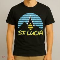 St. Lucia Flag Sunset Pitons Patriotic Vintage Souvenir Gift T-Shirt thumb 3