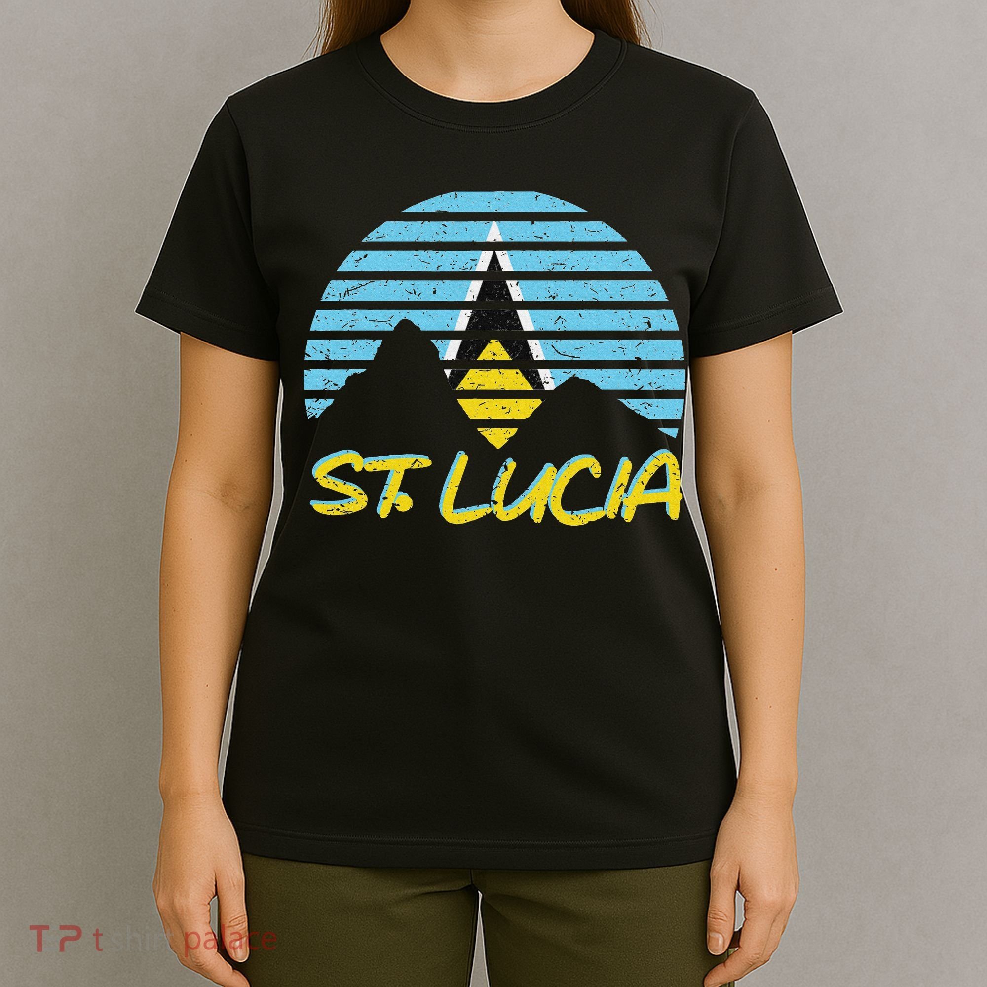 St. Lucia Flag Sunset Pitons Patriotic Vintage Souvenir Gift T-Shirt
