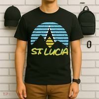 St. Lucia Flag Sunset Pitons Patriotic Vintage Souvenir Gift T-Shirt thumb 6
