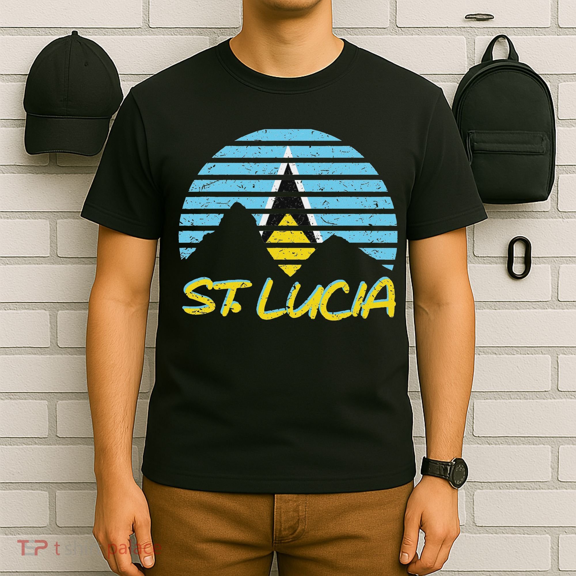 St. Lucia Flag Sunset Pitons Patriotic Vintage Souvenir Gift T-Shirt