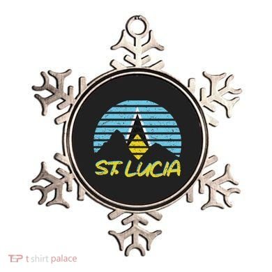 St. Lucia Flag Sunset Pitons Patriotic Vintage Souvenir Gift Ornament