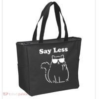 Say Less Funny Cat Tote Bag thumb 2