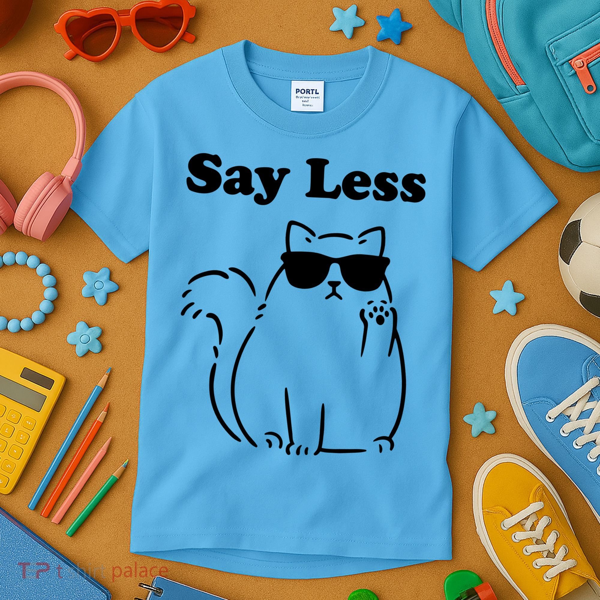 Say Less Funny Cat Kids T-Shirt