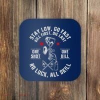 Stay Low Go Fast Funny Paintball Players Slogan Coaster thumb 0