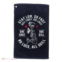 Stay Low Go Fast Funny Paintball Players Slogan Golf Towel thumb 0