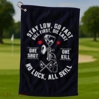 Stay Low Go Fast Funny Paintball Players Slogan Golf Towel thumb 1