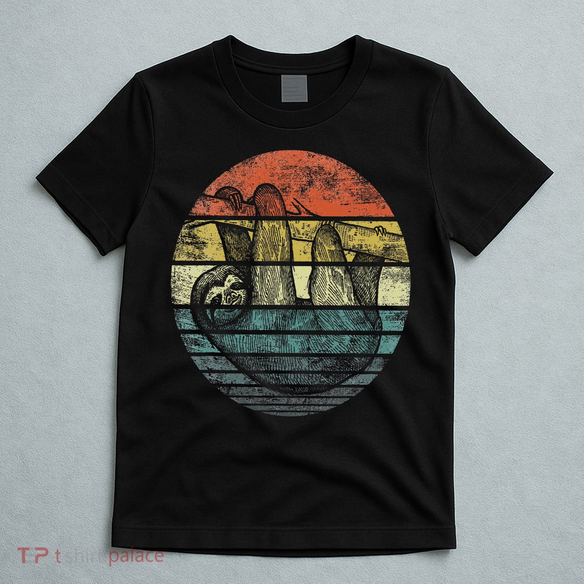 Sloth Lover Gifts Retro Sunset Funny Animal Sloth Silhouette T-Shirt